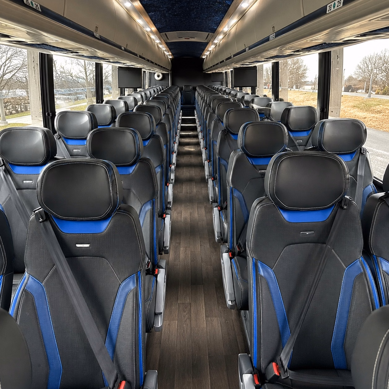 56 passenger charter bus inside